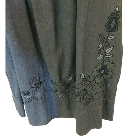 Vintage Bechamel House Chambray Dress Women's Size Small Floral Embroidered - Picture 10 of 11